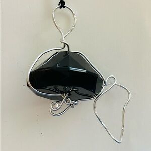 Elegant Black Stone Wire Wrapped Pendant